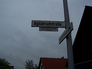 Straßenschild Agilatrudstraße  