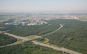 Luftaufnahme des Autobahnkreuzes  
