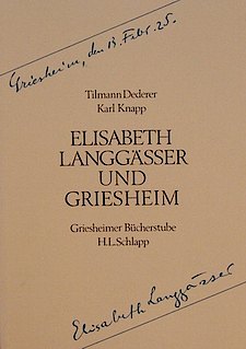 Buchcover Elisabeth Langgässer und Griesheim  