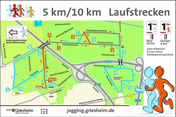 Joggingstrecken im Griesheimer Stadtwald  